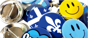 Macaron Québec Imprimeur fabricant macarons personnalisés épinglettes badges pins logo image objets promotionnels cadeaux souvenirs