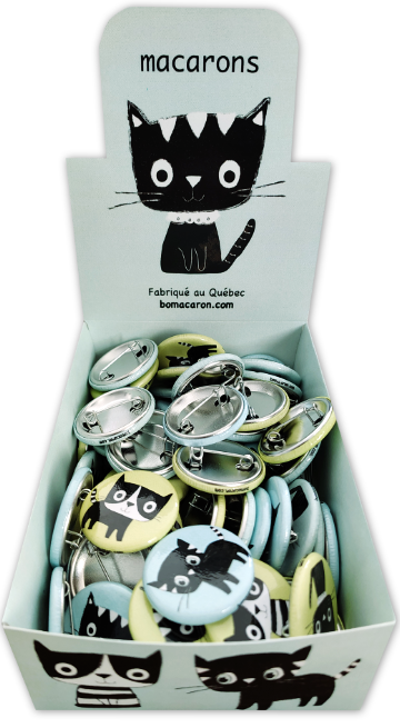 Boite de macarons illustrations de chats mignons cadeaux souvenirs en gros faits au Québec